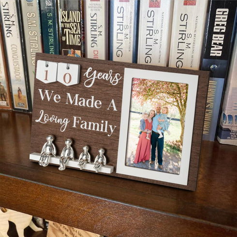 10 Year Tin Anniversary Personalized Anniversary for Couples Aluminum Family Tree Decor Picture Frame Keepsake